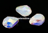 Swarovski, margele picatura, white opal AB, 9x6mm - x2