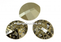Swarovski, fancy rivoli, pure leaf, gold patina, 10mm - x1