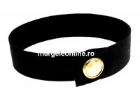 Alcantara bracelet, black with Swarovski golden shadow-golden plated