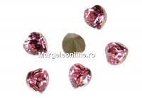 Swarovski, mini fancy chaton inima, light rose, 3.5mm - x4