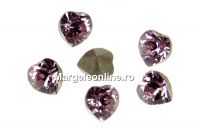 Swarovski, mini fancy chaton inima, light amethyst, 3.5mm - x4