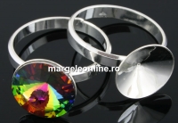 Ring base, 925 silver, rivoli 12mm, inside 15.9mm - x1