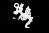 Pendant, dragon, 925 silver, 14mm  - x1