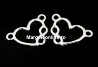 Pendant, heart, infinity, Love, 925 silver, 19.5mm  - x1
