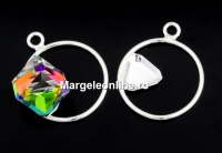 Pendant base, 925 silver, for fancy cube Swarovski 8mm, left- x1