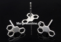 Earring findings, 925 silver, honeycomb, 10.5mm - x1pair