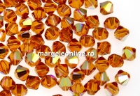 Swarovski, margele bicone, topaz aurore boreale, 4mm - x20