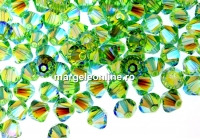 Swarovski, margele bicone, chrysolite AB2x, 4mm - x20