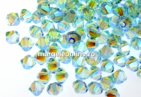 Swarovski, margele bicone, light azore AB2x, 4mm - x20