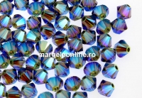 Swarovski, margele bicone, black diamond AB2x, 4mm - x20