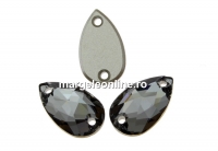 Swarovski drop link, silver night, 12x7mm - x1
