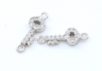 Link cheie cu cristale, argint 925 placat cu rodiu, 14mm  - x1