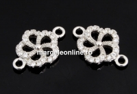 Link with crystals, 925 silver rhodium plated, 14mm  - x1