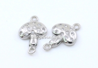 Link ciuperca cu cristale, argint 925 placat cu rodiu, 13mm  - x1