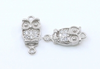 Link bufnita cu cristale, argint 925 placat cu rodiu, 13mm  - x1