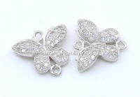 Link fluture cu cristale, argint 925 placat cu rodiu, 11.5mm  - x1