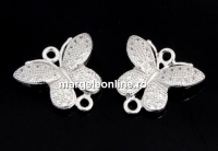 Link fluture cu cristale, argint 925 placat cu rodiu, 11.5mm  - x1