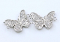 Link fluture cu cristale, argint 925 placat cu rodiu, 17mm  - x1
