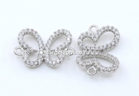 Link fluture cu cristale, argint 925 placat cu rodiu, 16mm  - x1