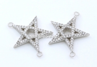 Link stea cu cristale, argint 925 placat cu rodiu, 22.5mm  - x1
