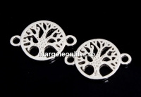 Link, tree of life, 925 silver rhodium plated, 16mm  - x1
