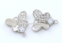 Link fluture cu cristale, argint 925 placat cu rodiu, 12mm  - x1