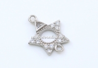 Link stea cu cristale, argint 925 placat cu rodiu, 13mm  - x1