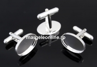 Cufflink base, 925 silver, for cabochon 18x13mm - x1 pair