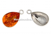 Pendant base, 925 silver rhodium plated, for Swarovski 4320 14x10mm - x1
