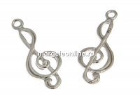 Link, G clef, 925 silverrhodium plated, 24x9.5mm - x1