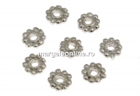 Spacer decorativ dantelat, argint 925 placat cu rodiu, 5mm - x5
