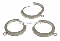 Tortite cercei cu cristale, argint 925 placat cu rodiu, 17mm - x1per