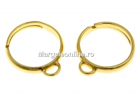Ring base, 1 loop, 925 silver gold plated, adjustable, - x1