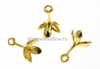 Pendant bail, 925 silver gold plated, flower cup, 13mm - x1