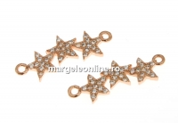 Link stelute cu cristale, argint 925 placat cu aur roz, 20mm  - x1