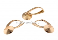 Earring base, rose gold-plated 925 silver, rivoli 10mm - x1pair