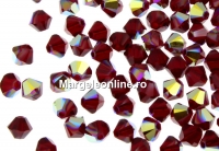 Swarovski, margele bicone, siam aurore boreale, 4mm - x20