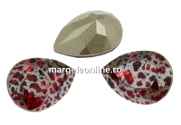 Swarovski, fancy picatura, scarlet silver patina, 14x10mm - x1
