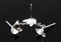Earring findings,  925 silver, rivoli 6mm - x1pair