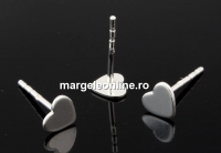 Earring findings,  925 silver, heart - x1pair