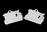 Pendant 100% Crazy, 925 silver, 14mm  - x1