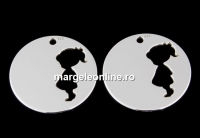 Pendant for engraving Girl, 925 silver, 16mm  - x1