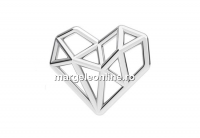 Link inima diamant origami, argint 925, 15.5mm - x1