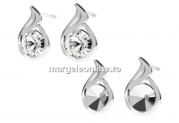 Earring findings flame, 925 silver, rivoli 6mm - x1pair