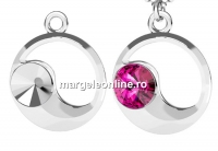 Pendant base, 925 silver, Ying-Yang, rivoli 6mm - x1