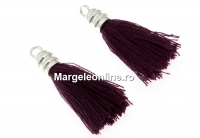 Earring decor,  925 silver, plum, 36mm - x1