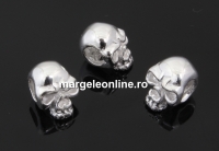 Beads, skull, 925 silver, 8mm -x1