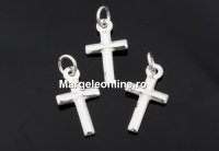 Pendant, cross,  925 silver, 17x8mm  - x1