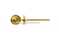 Earring findings, tray 5mm and pin, gold-plated 925 silver - x1pair