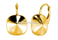 Tortite ag925 pl cu aur patrat pt Swarovski 4470 de 12mm - x1per